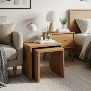 Modern Wooden Side Table Set for Bedroom & Living Room